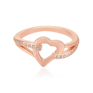 Heart Centered Rose Gold Plated 925 Side Grip Rings