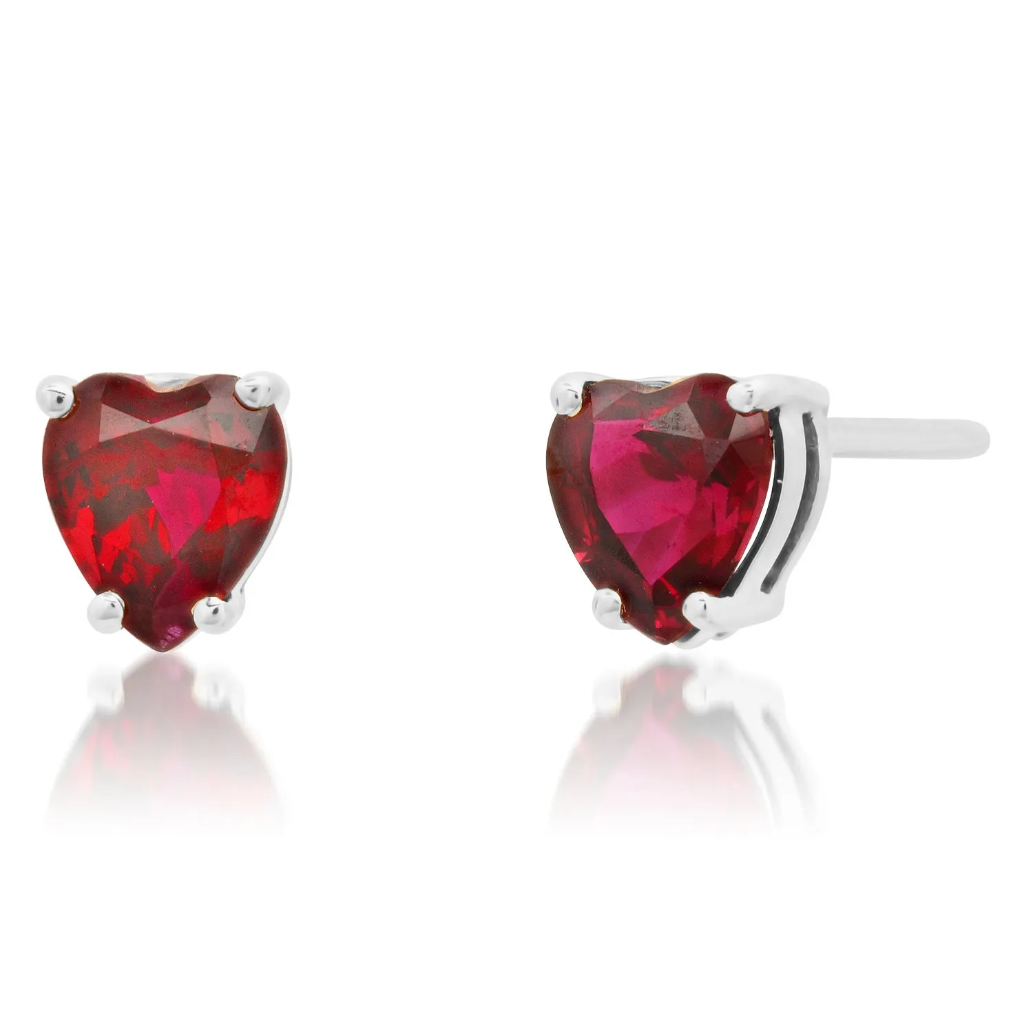 Heart Shape Ruby Sprinkle Stud Earrings