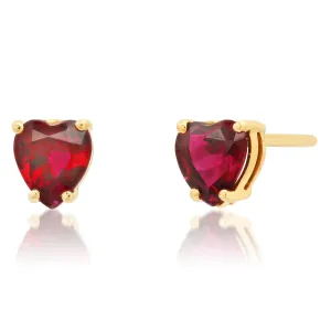 Heart Shape Ruby Sprinkle Stud Earrings