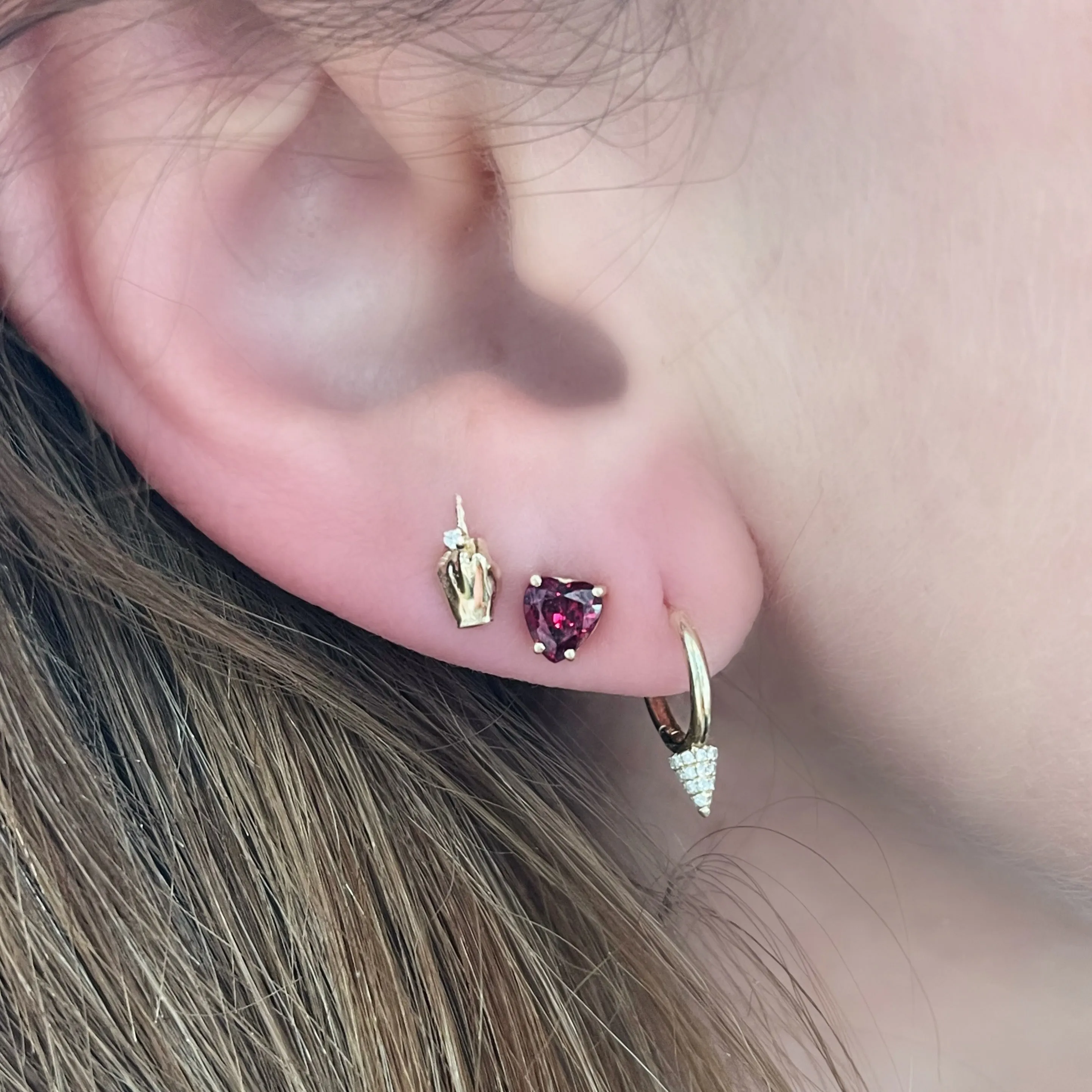 Heart Shape Ruby Sprinkle Stud Earrings
