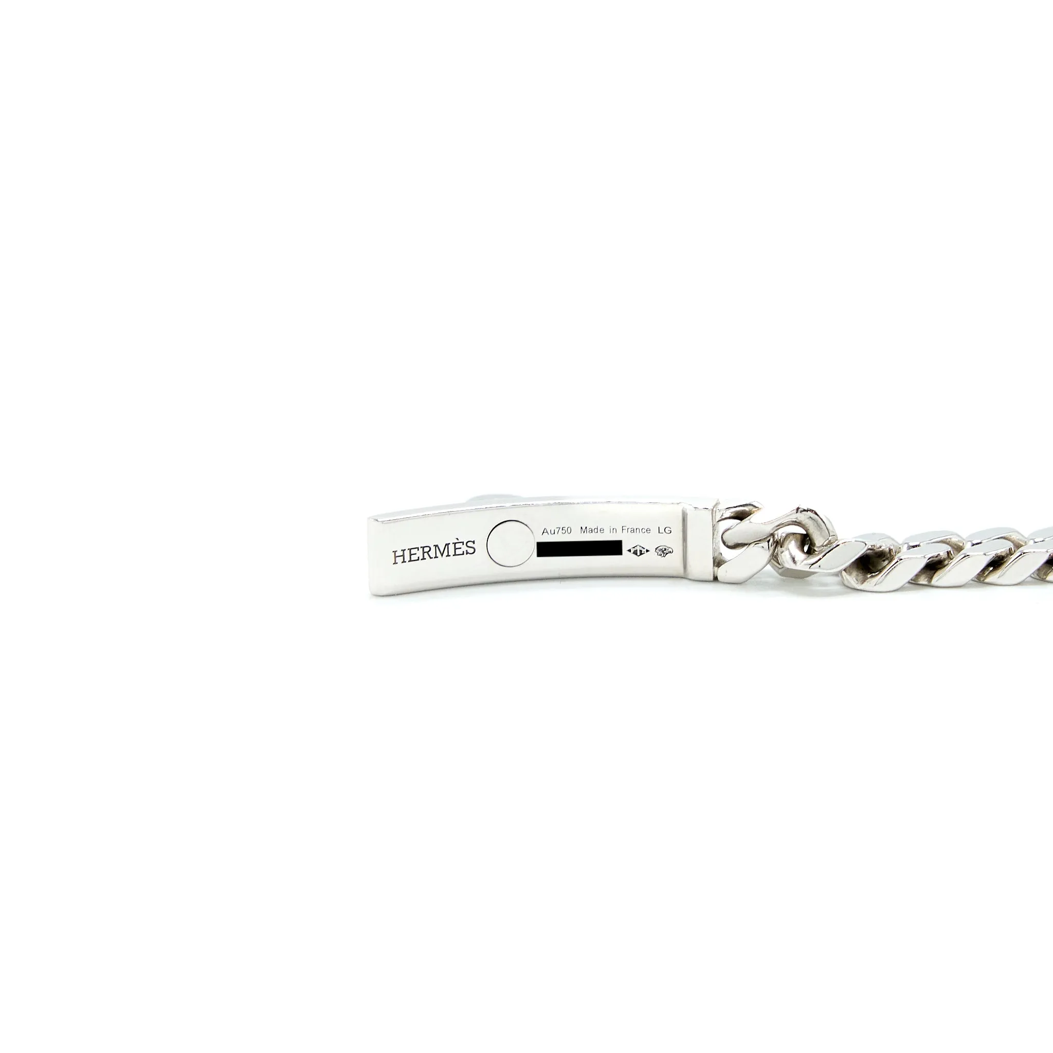Hermes Size LG Kelly Gourmette Bracelet White Gold With Diamonds