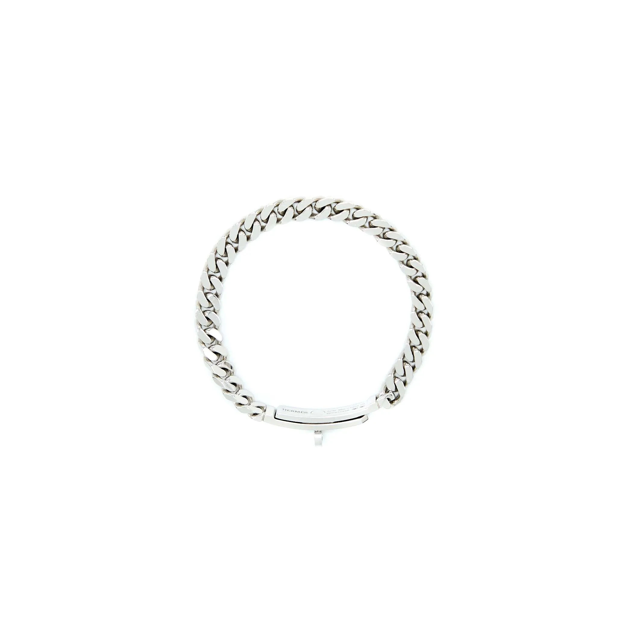 Hermes Size LG Kelly Gourmette Bracelet White Gold With Diamonds