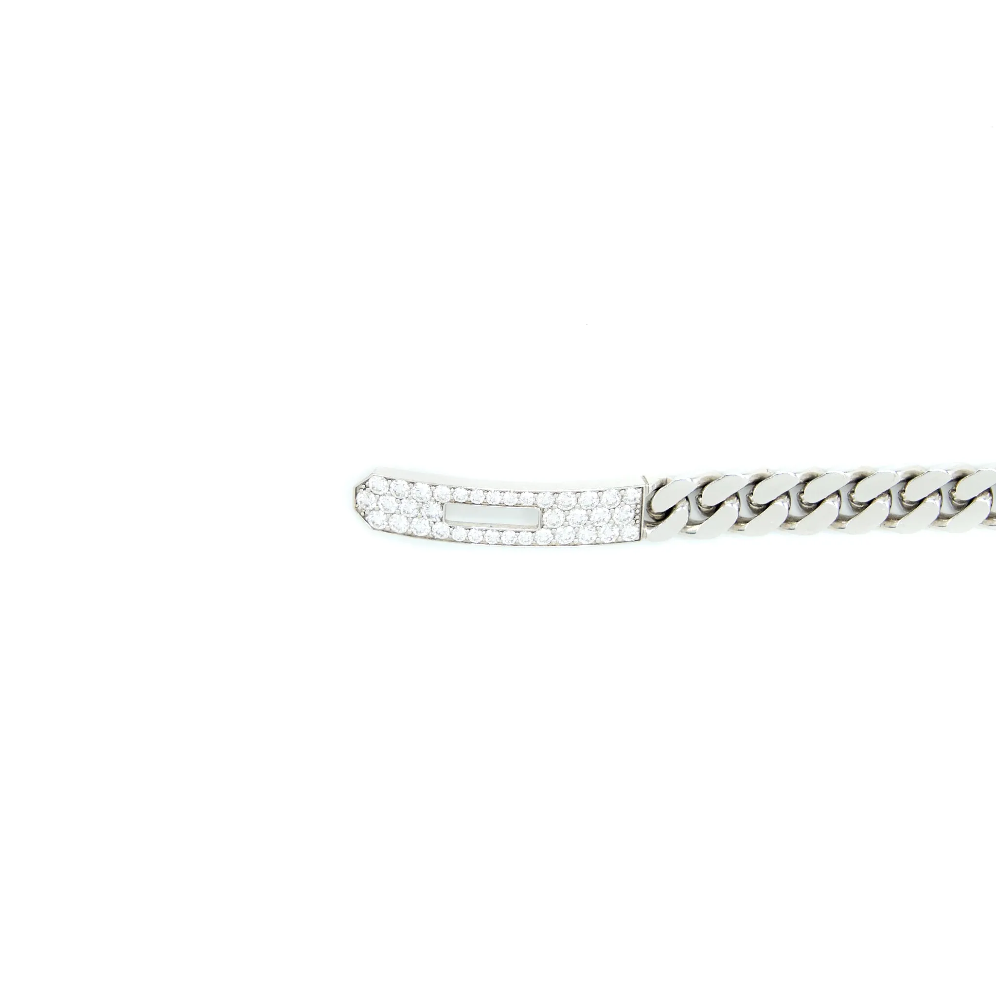 Hermes Size LG Kelly Gourmette Bracelet White Gold With Diamonds