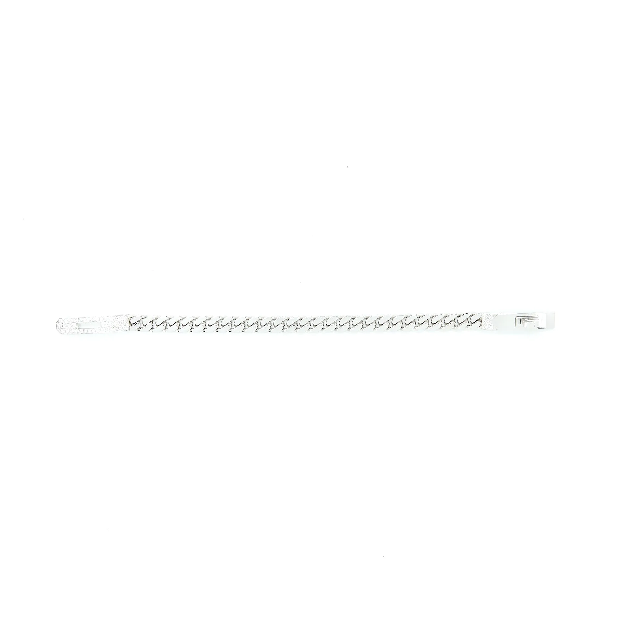 Hermes Size SH Kelly Gourmette Bracelet White Gold Diamonds