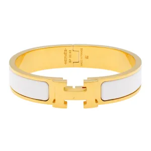 Hermes White Enamel Clic H Bracelet