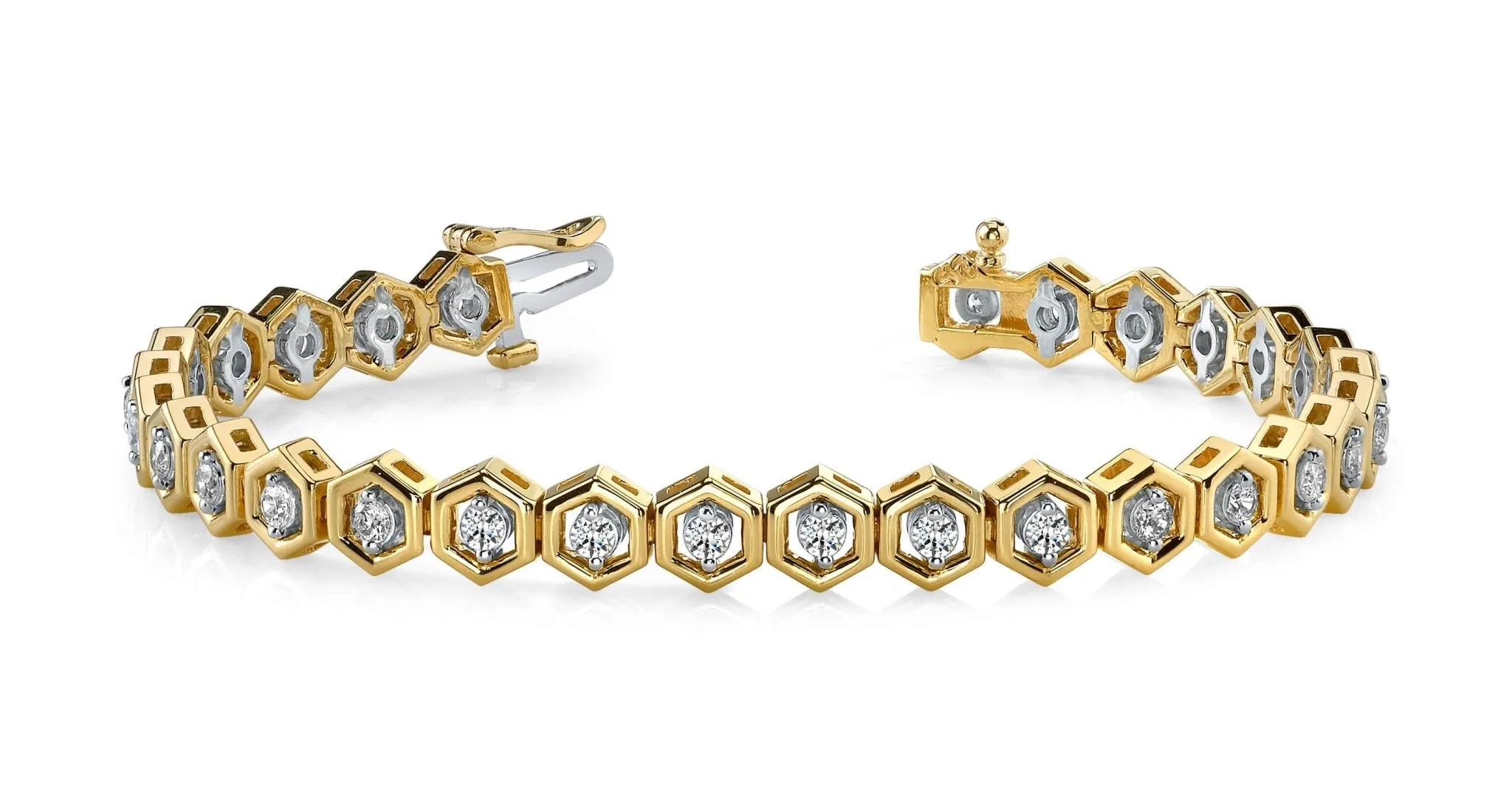 Hexagon Link Diamond Bracelet with 1.74 ct.(finished) 2.5mm