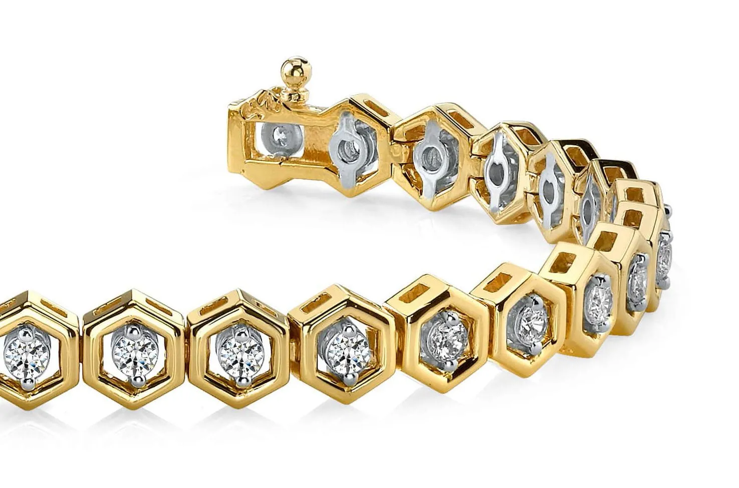 Hexagon Link Diamond Bracelet with 1.74 ct.(finished) 2.5mm