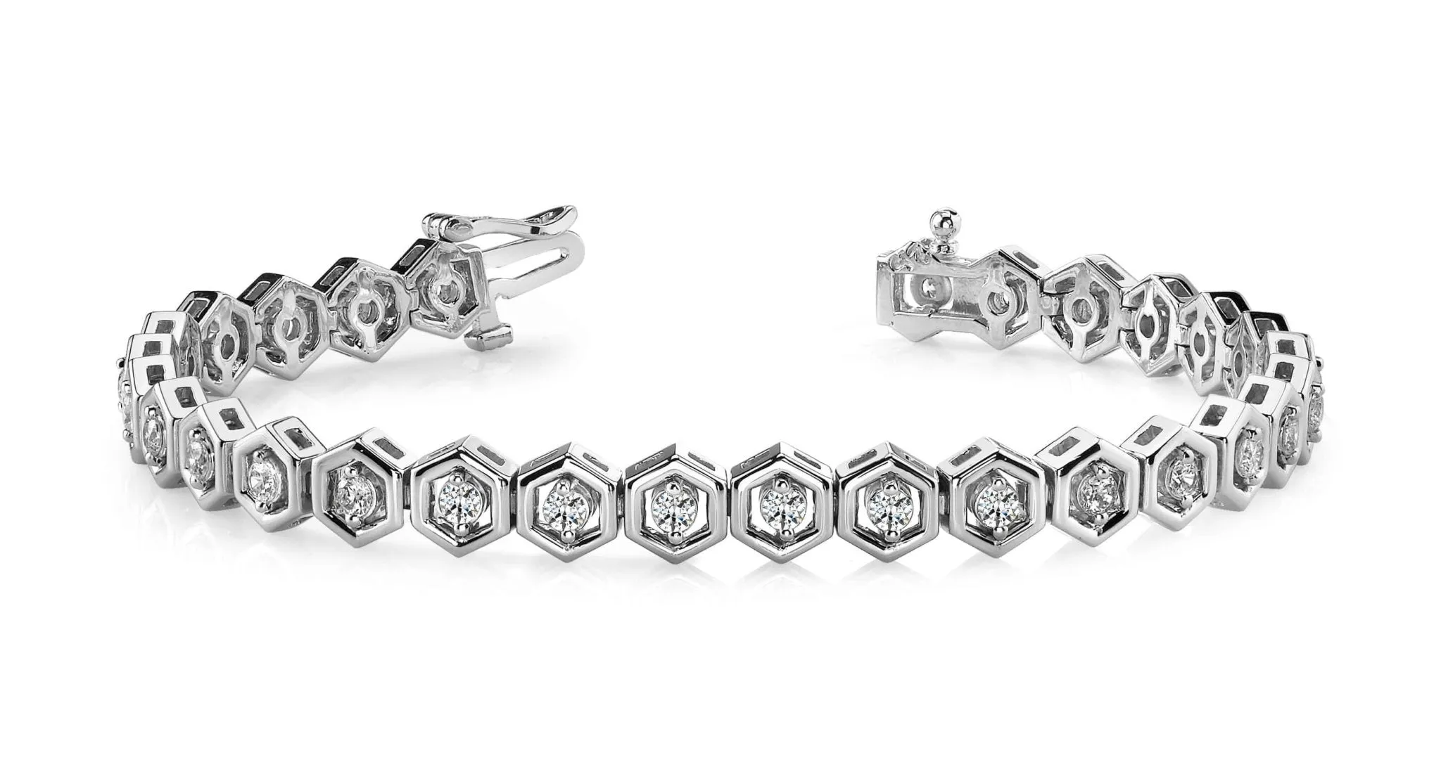 Hexagon Link Diamond Bracelet with 1.74 ct.(finished) 2.5mm