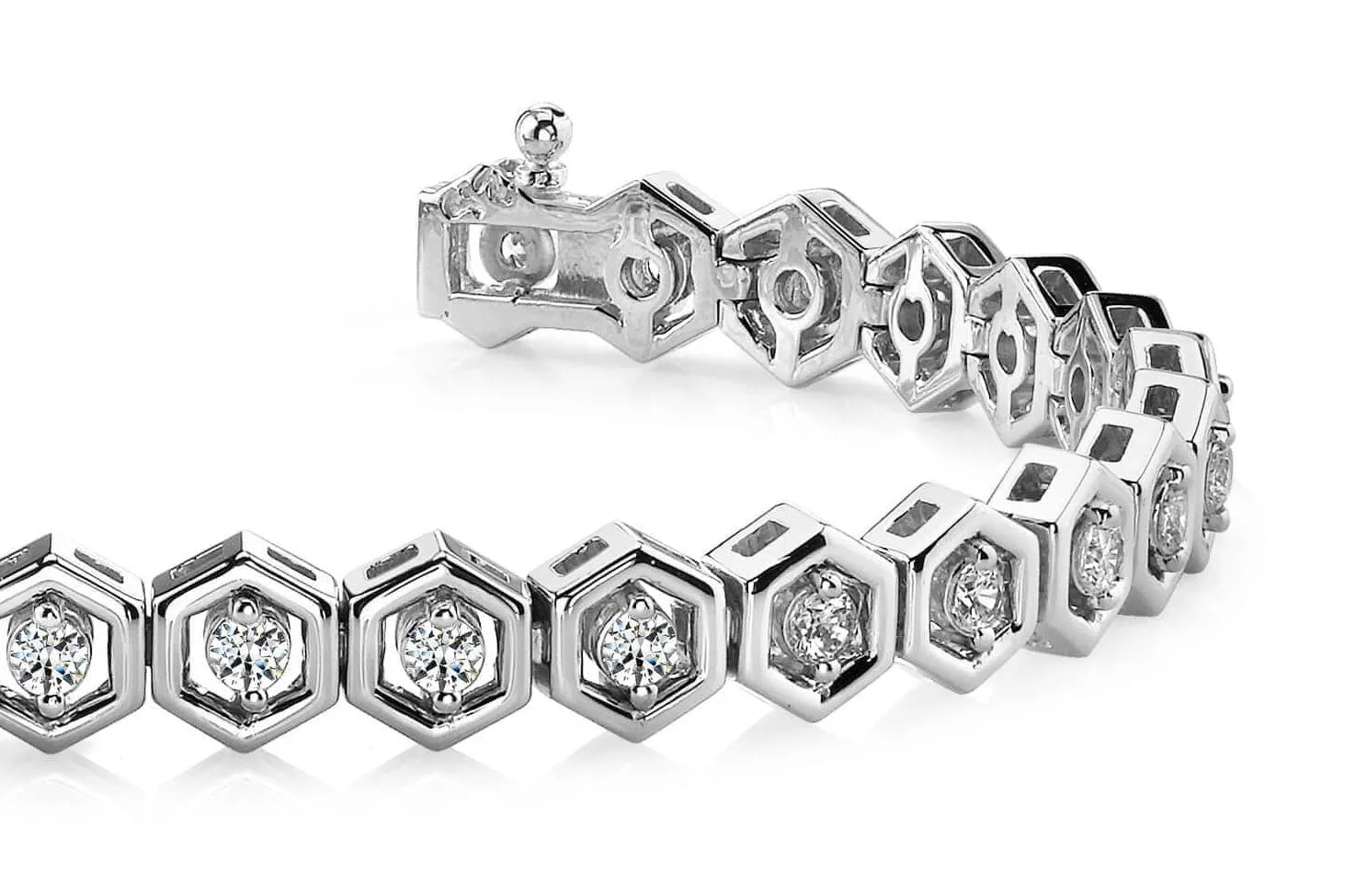 Hexagon Link Diamond Bracelet with 1.74 ct.(finished) 2.5mm