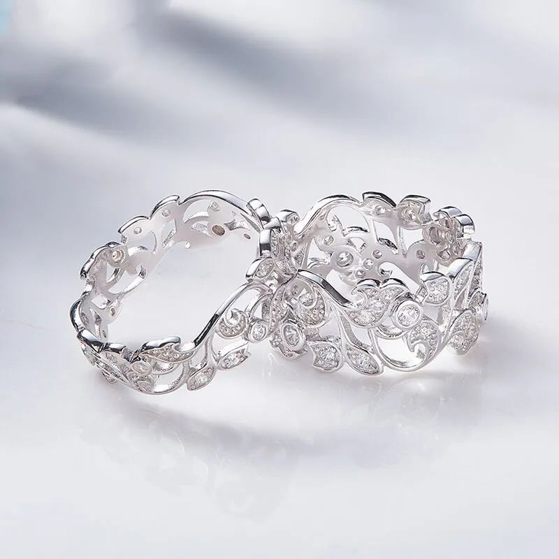 Hollowed Floral Matching Rings
