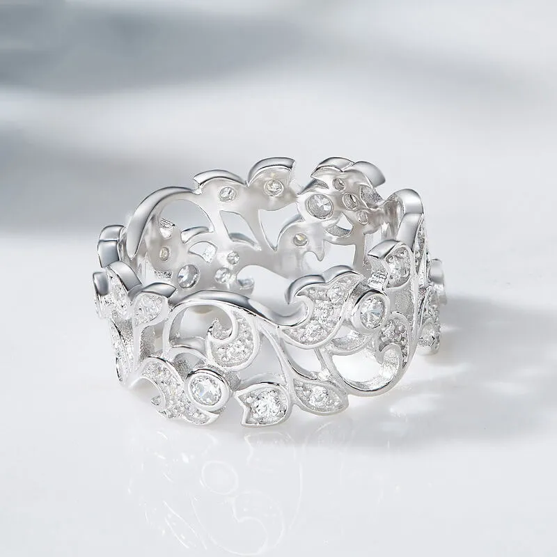 Hollowed Floral Matching Rings