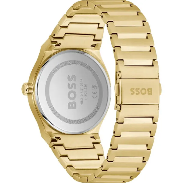 Hugo Boss Candor Gold Stainless Steel Black Dial Quartz Watch for Gents - Boss 1514077