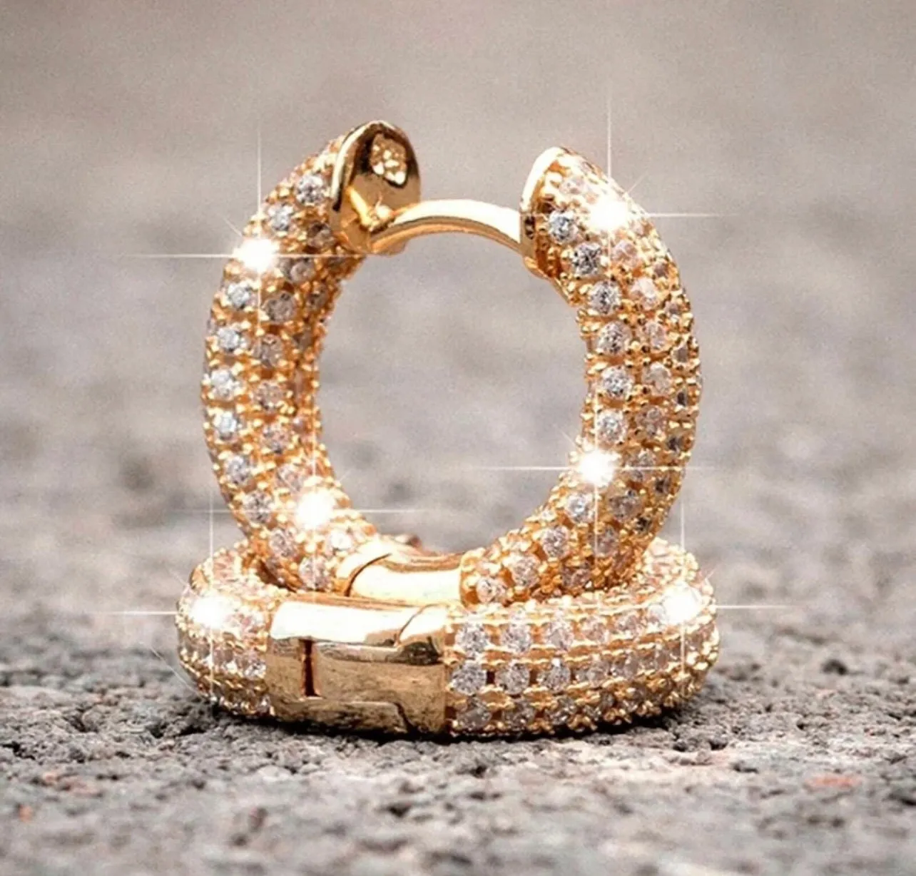 Iced Out Earrings | Diamond Earrings | Rose Gold Earrings | Womens Earrings | Mens Earrings | Diamond Hoop Earrings | Hip Hop Earrings