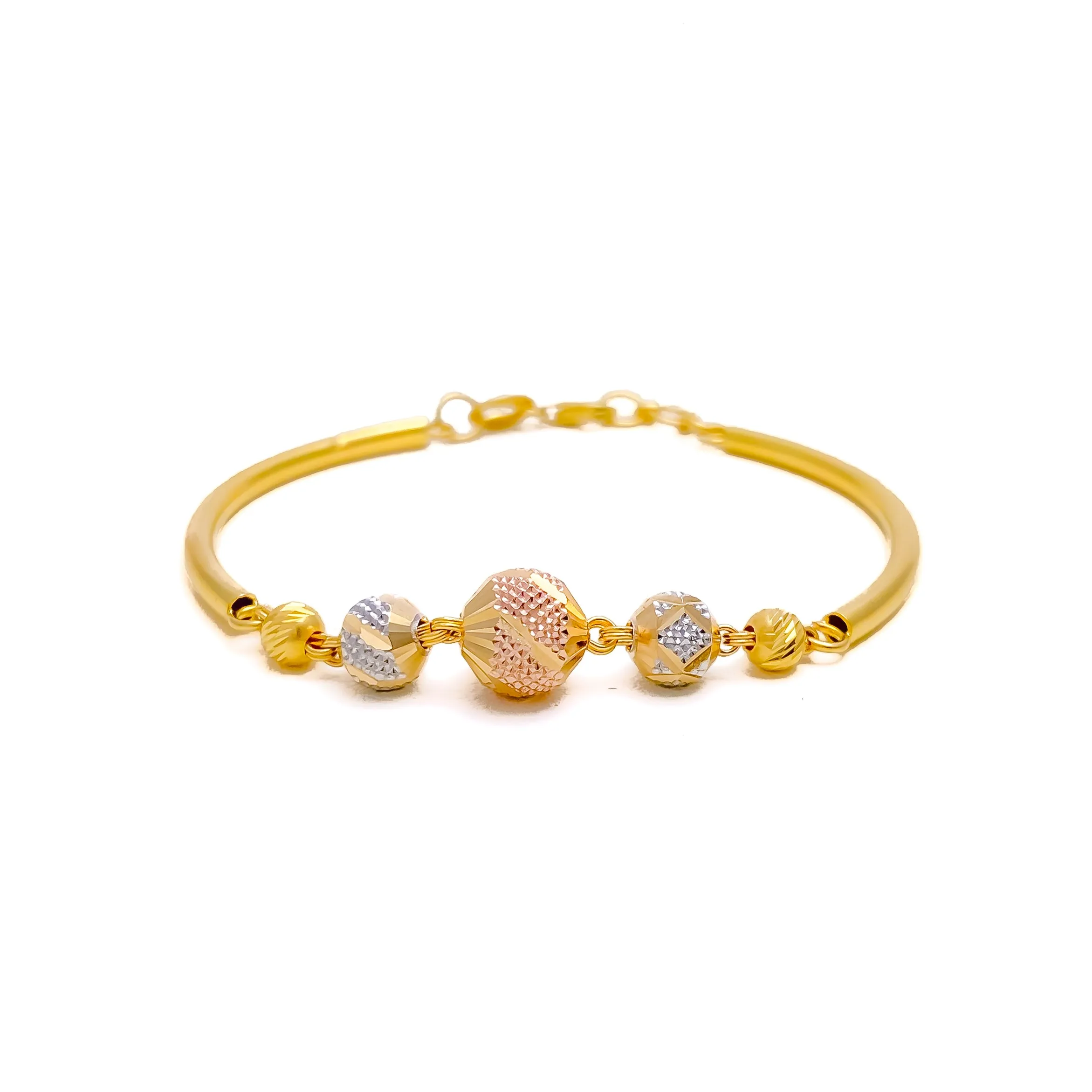 Imperial Striped 22k Gold Orb Flexi Bangle Bracelet