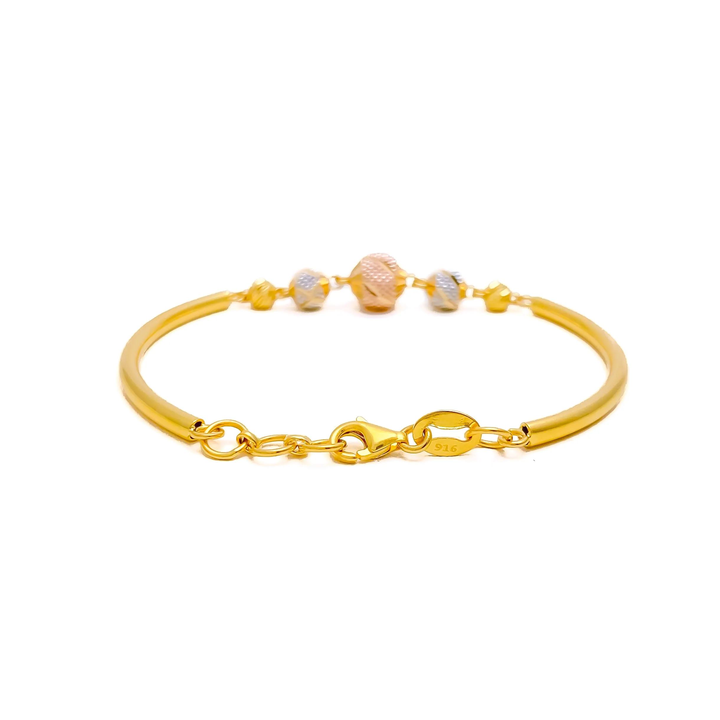 Imperial Striped 22k Gold Orb Flexi Bangle Bracelet