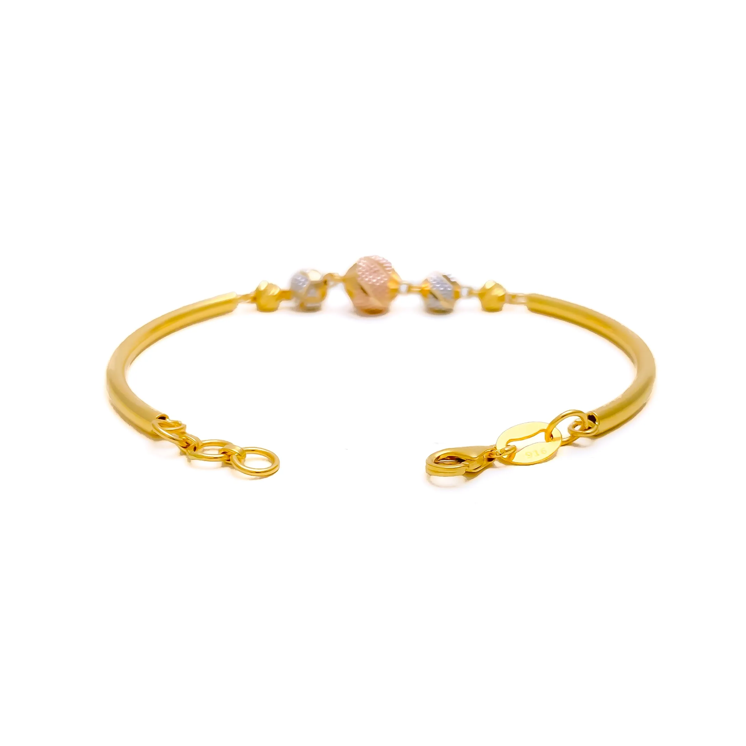 Imperial Striped 22k Gold Orb Flexi Bangle Bracelet