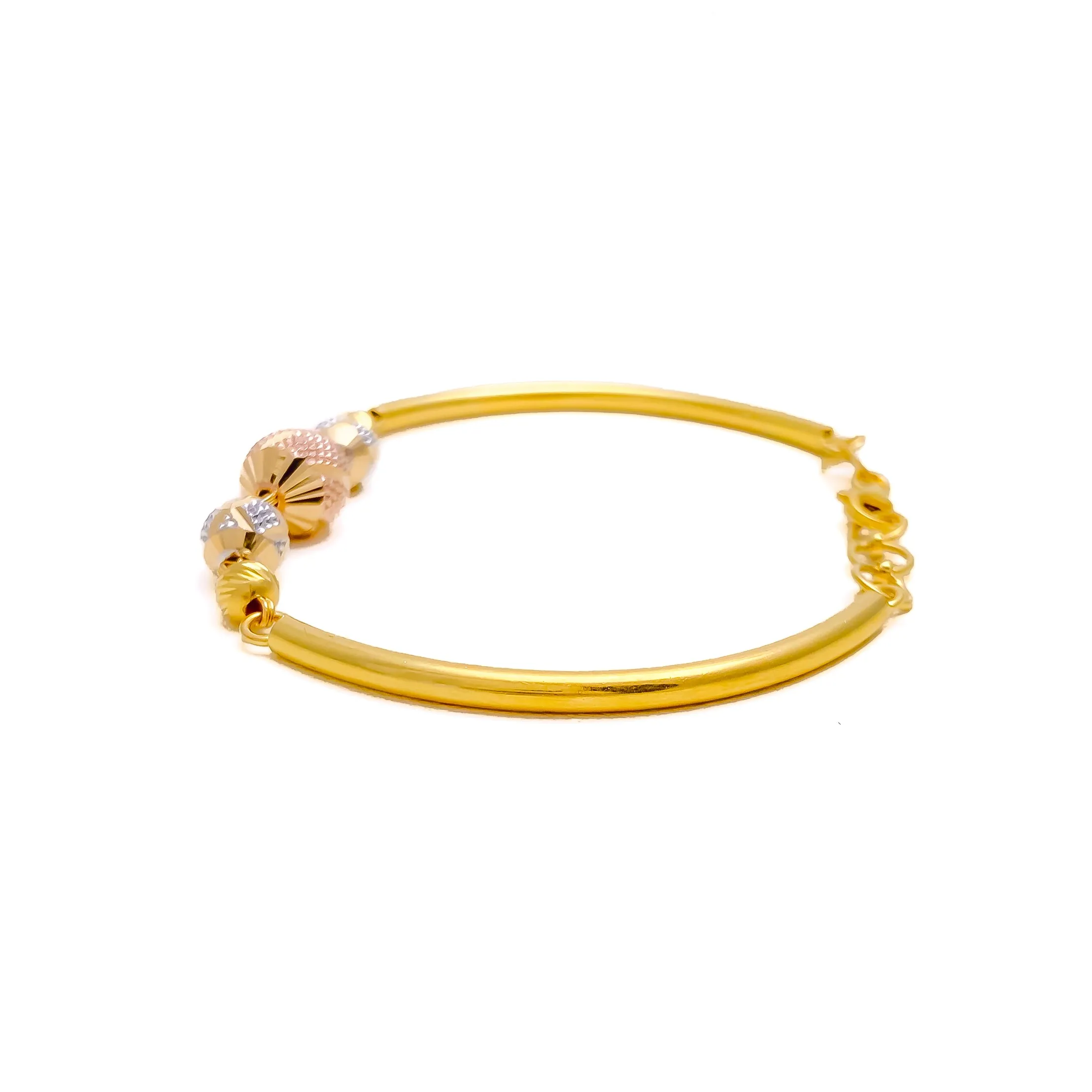 Imperial Striped 22k Gold Orb Flexi Bangle Bracelet