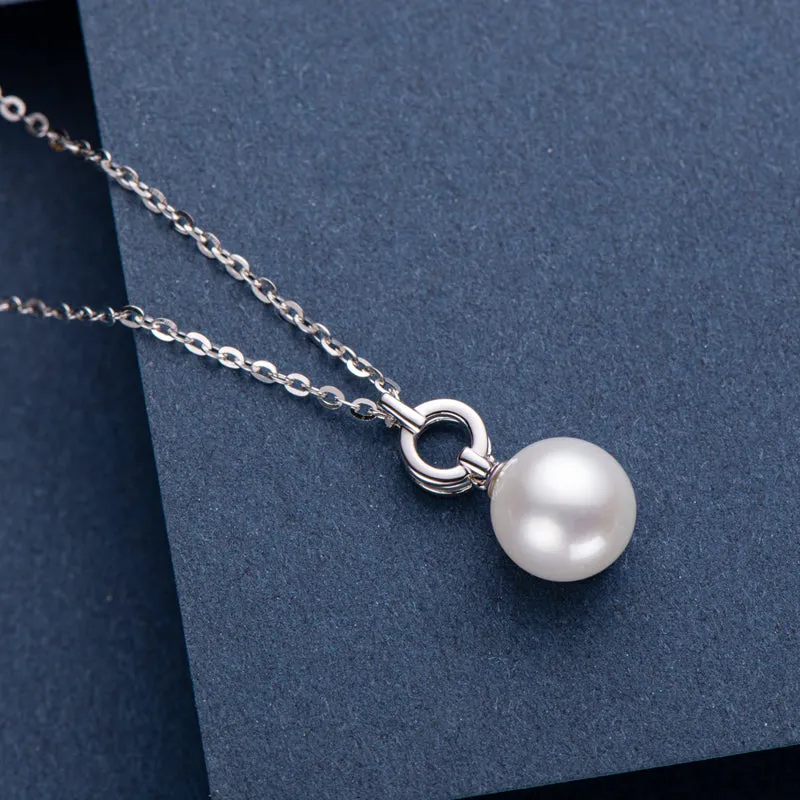 Infinity Circle Geniune White Pearl Pendant Necklace
