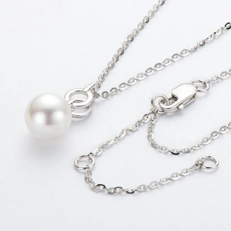 Infinity Circle Geniune White Pearl Pendant Necklace