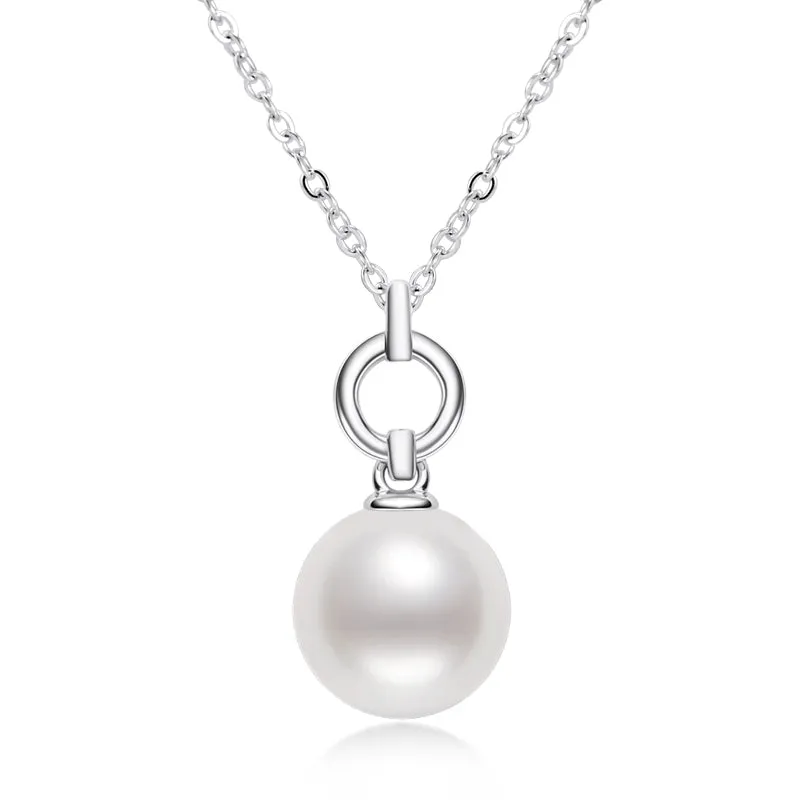 Infinity Circle Geniune White Pearl Pendant Necklace