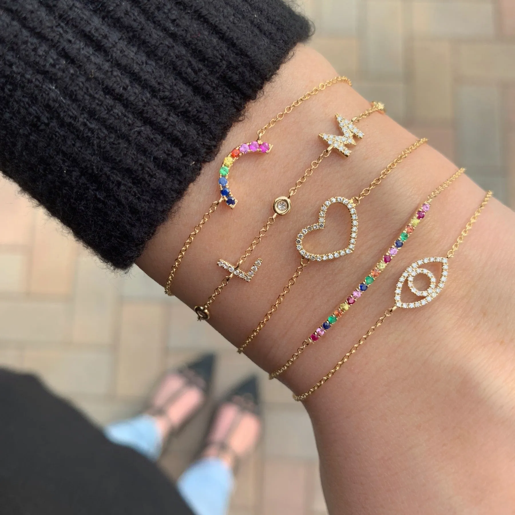 Initial and Alternating Pave Bezel Bracelet