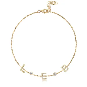Initial and Alternating Pave Bezel Bracelet