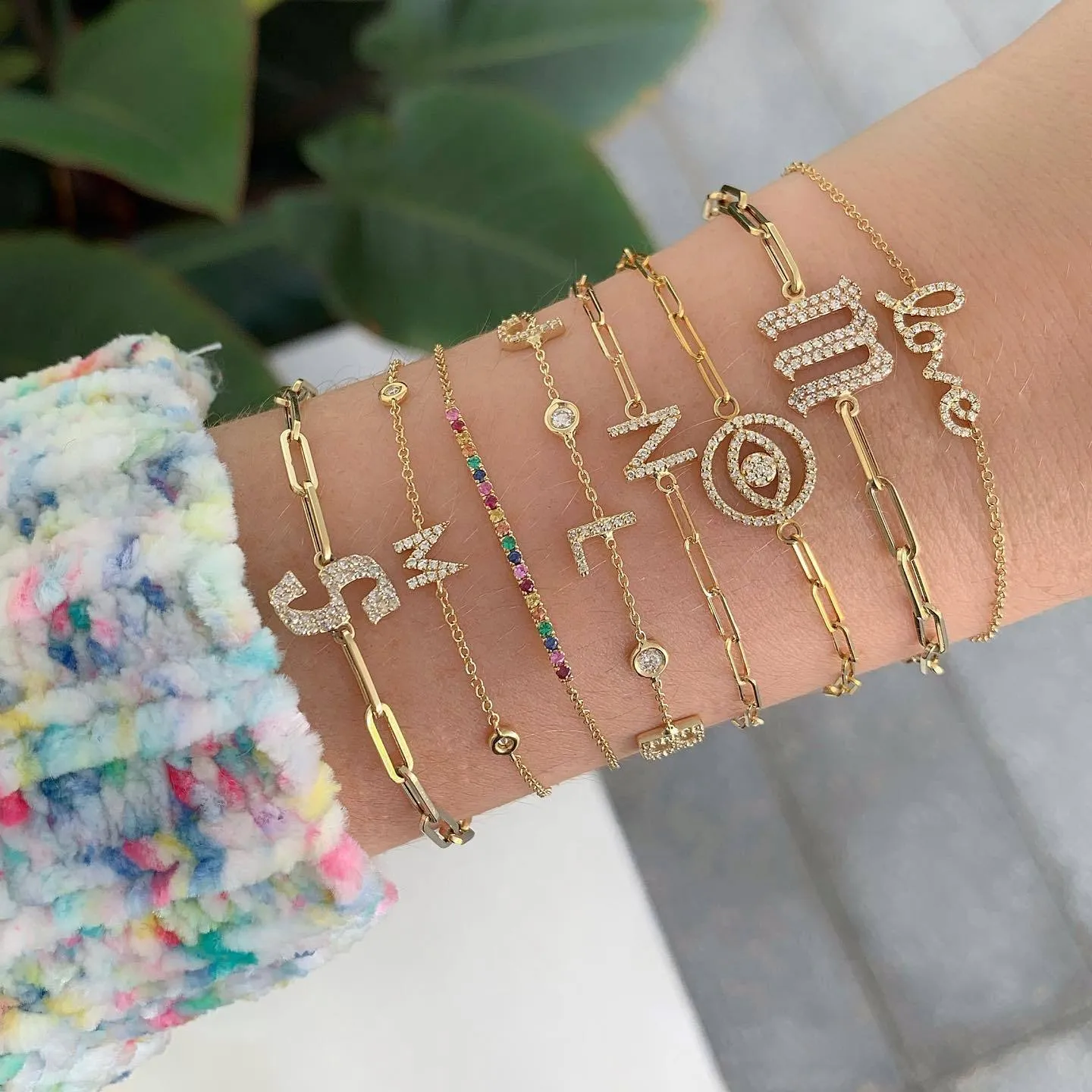 Initial and Alternating Pave Bezel Bracelet