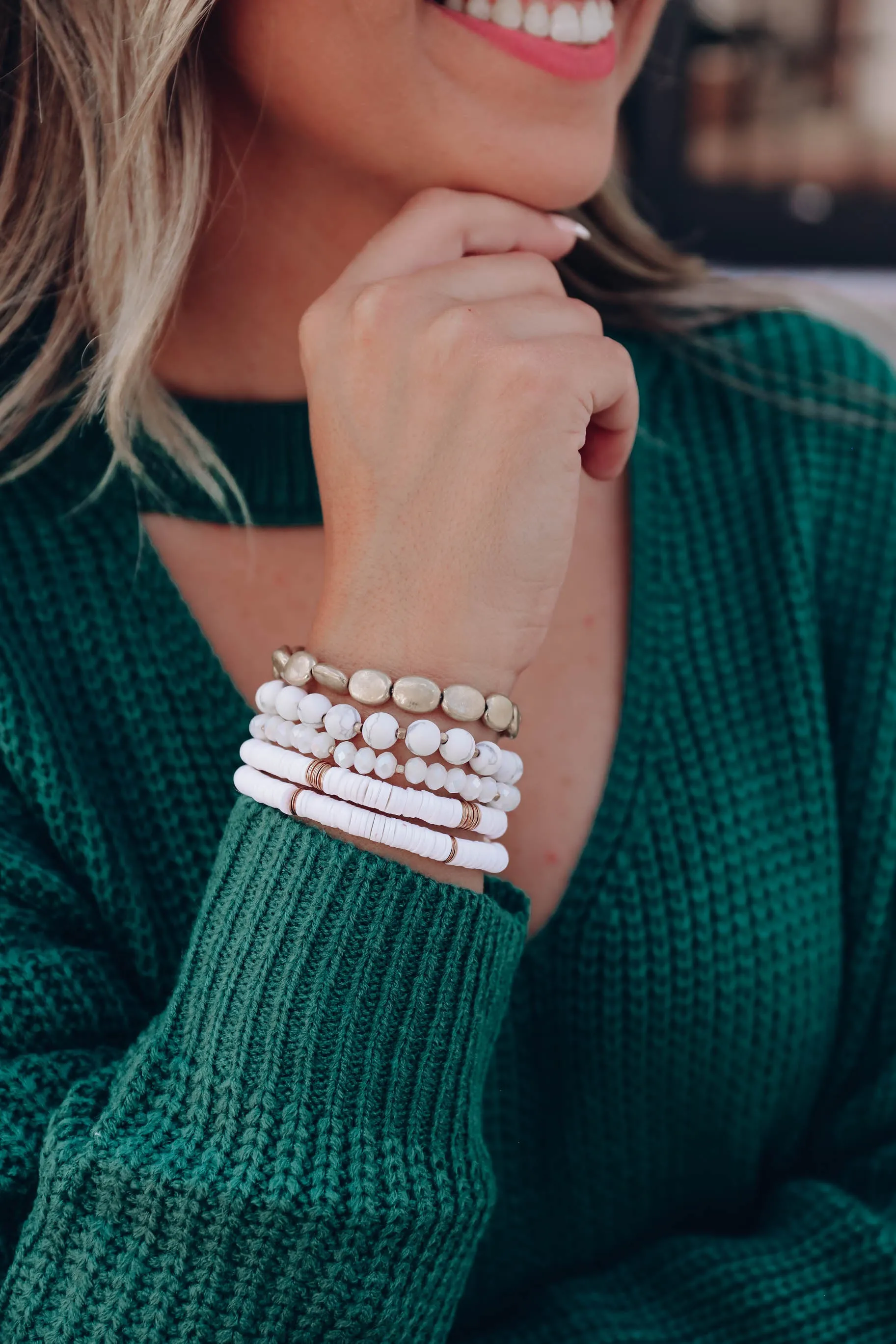 Into The Mix Stack Bracelets - White