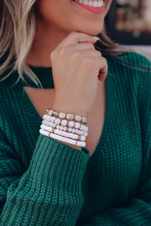 Into The Mix Stack Bracelets - White