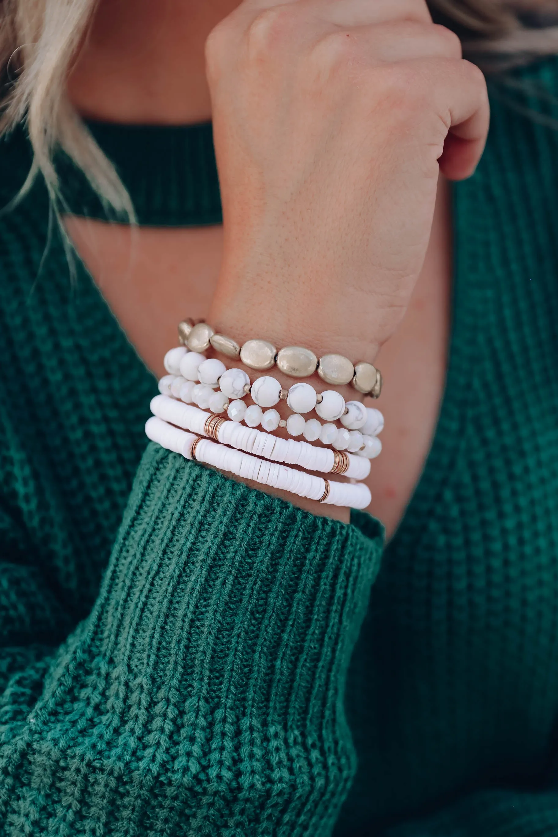 Into The Mix Stack Bracelets - White