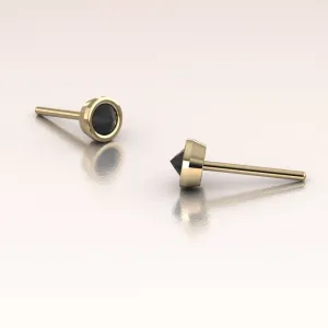 Inverted Black Diamond Earrings 14K Gold
