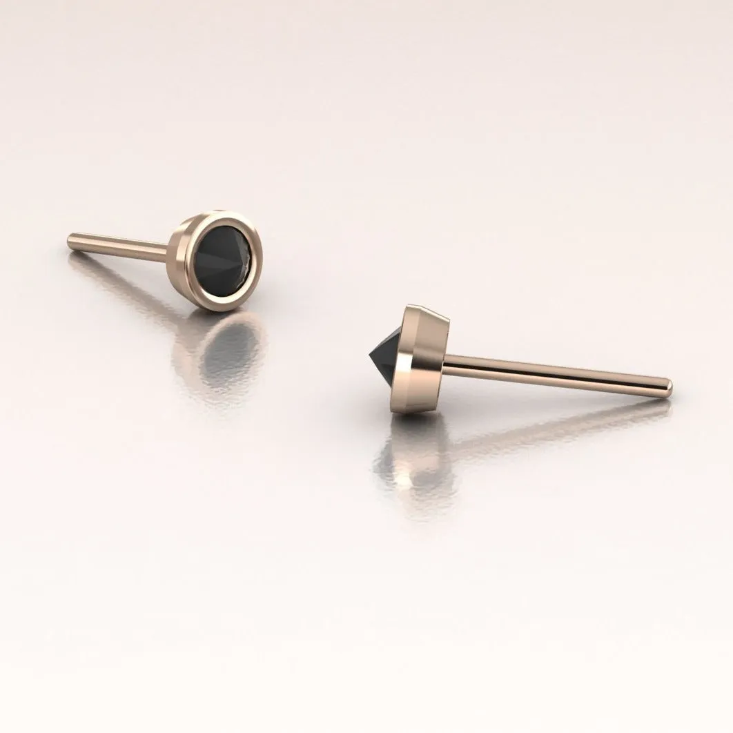 Inverted Black Diamond Earrings 14K Gold