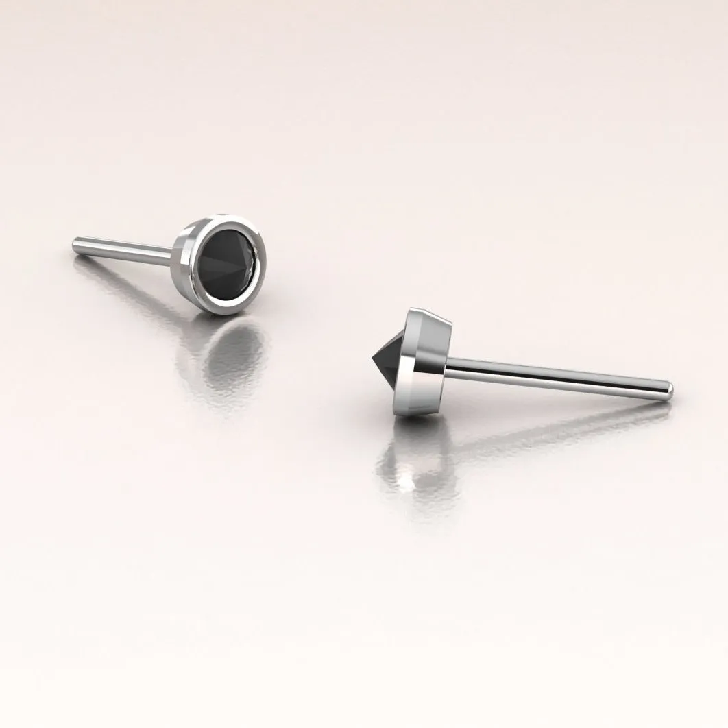 Inverted Black Diamond Earrings 14K Gold