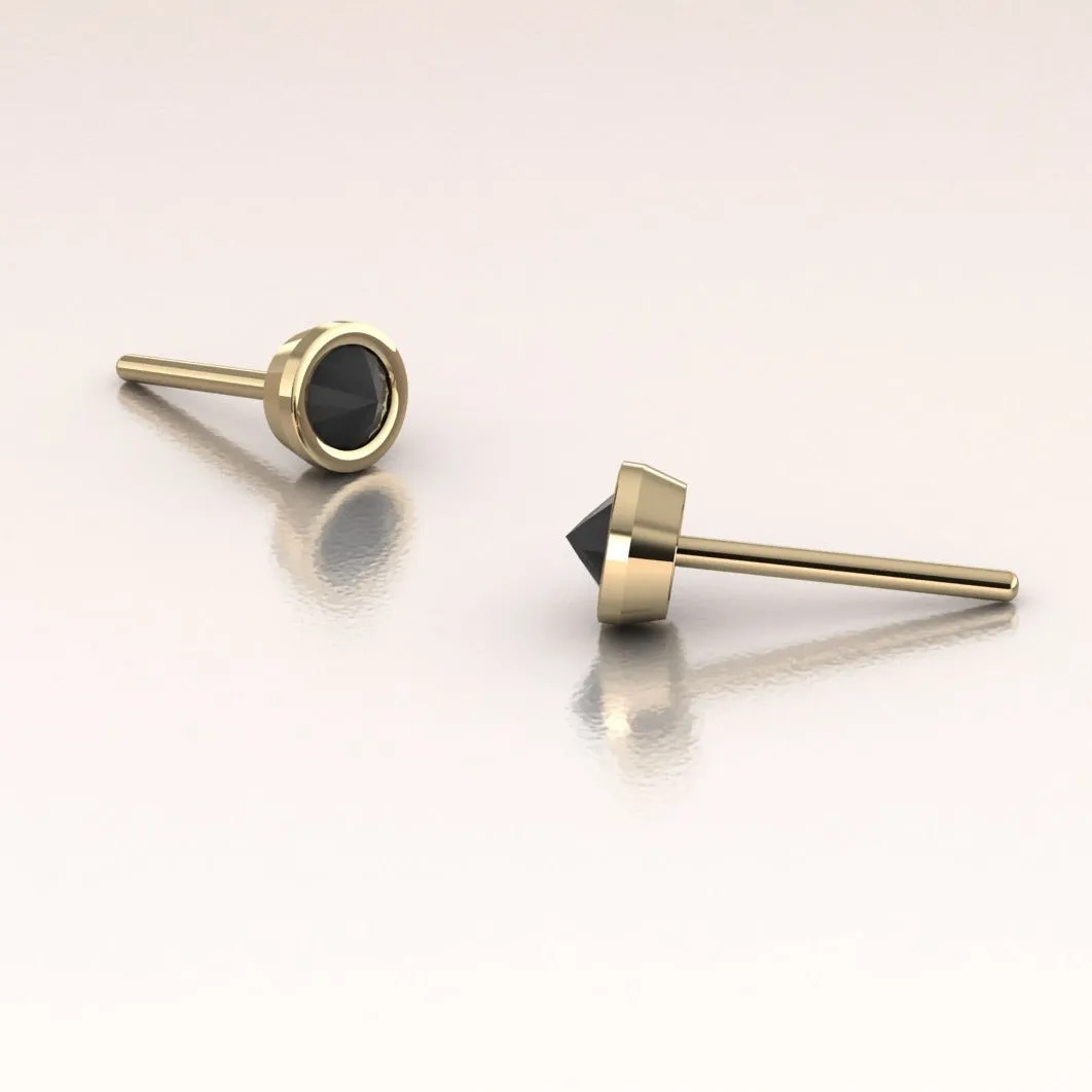 Inverted Black Diamond Earrings 14K Gold