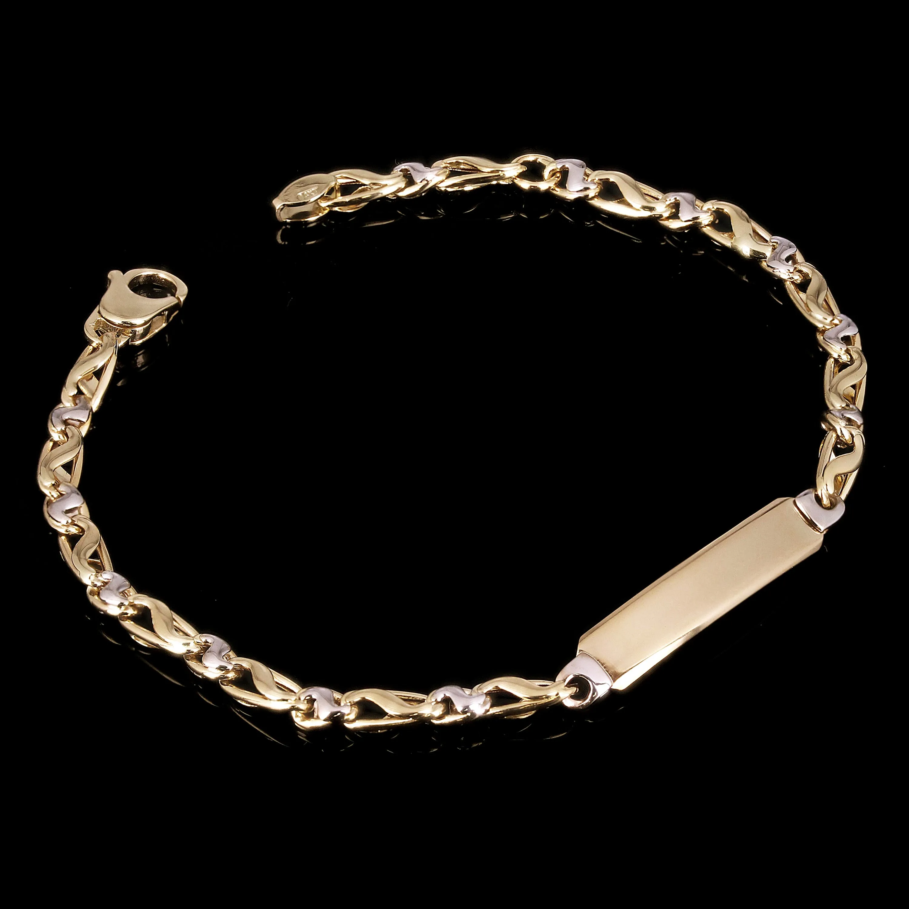 Italian 14k Two Tone Gold Engravable Baby Kids ID Bracelet 6.3" 4.7mm 3.3 grams
