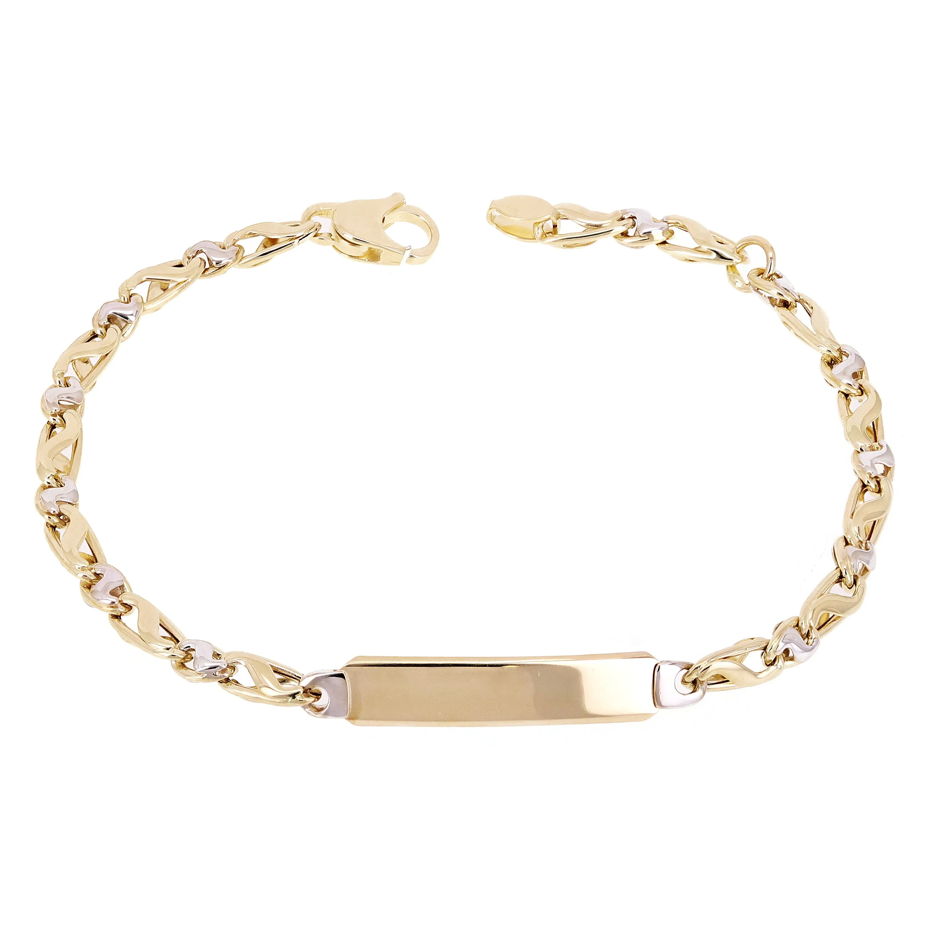 Italian 14k Two Tone Gold Engravable Baby Kids ID Bracelet 6.3" 4.7mm 3.3 grams