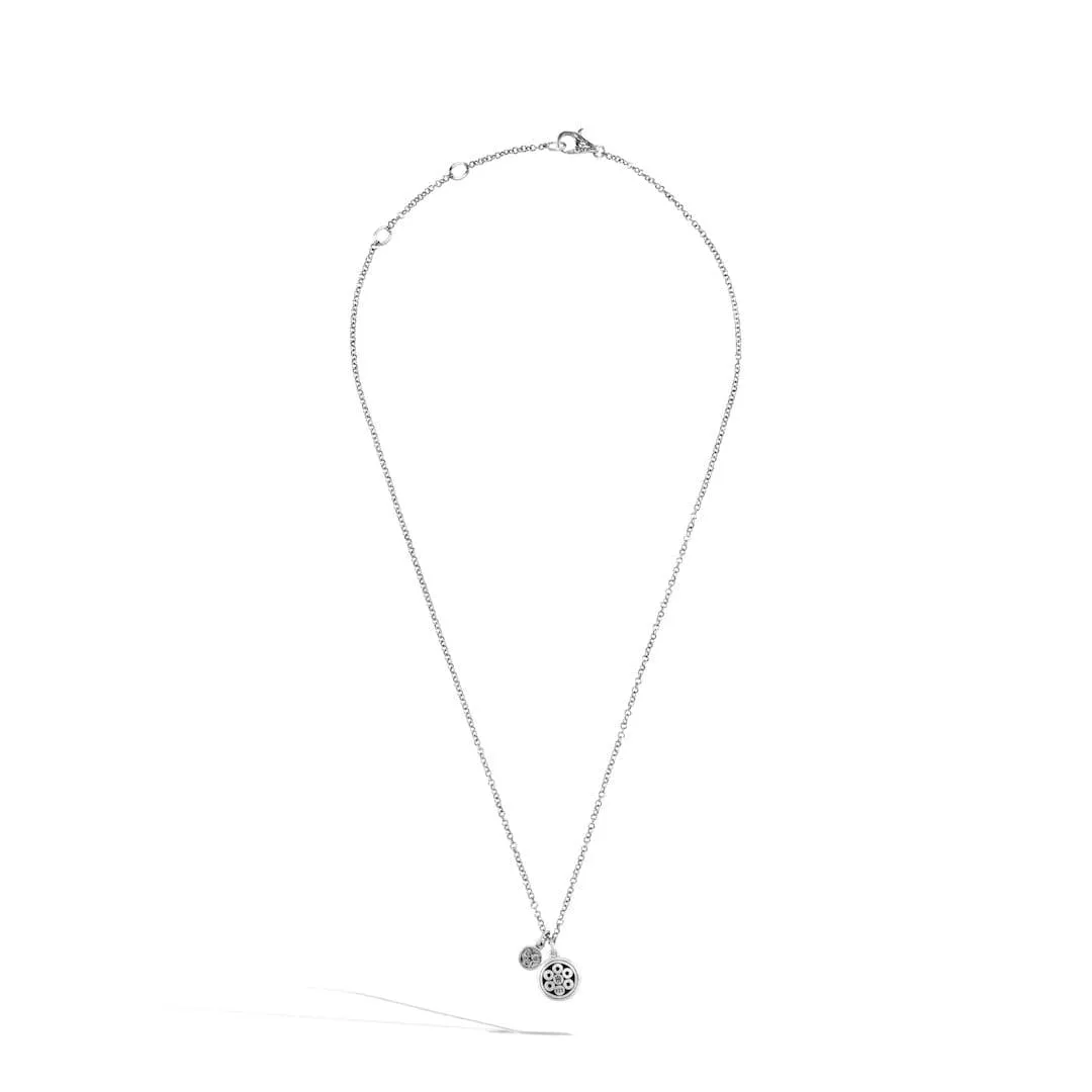 John Hardy Hammered Silver and Gemstone Dot Pendant Necklace