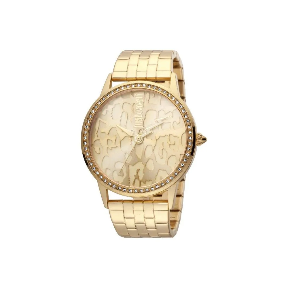 Just Cavalli Ladies Watch Animal Print Dial With Ip Gold Bracelet