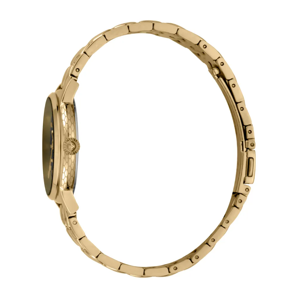 Just Cavalli Women Watch, Gold Color Case, Black Dial, Gold Color Stainless Steel Metal Bracelet