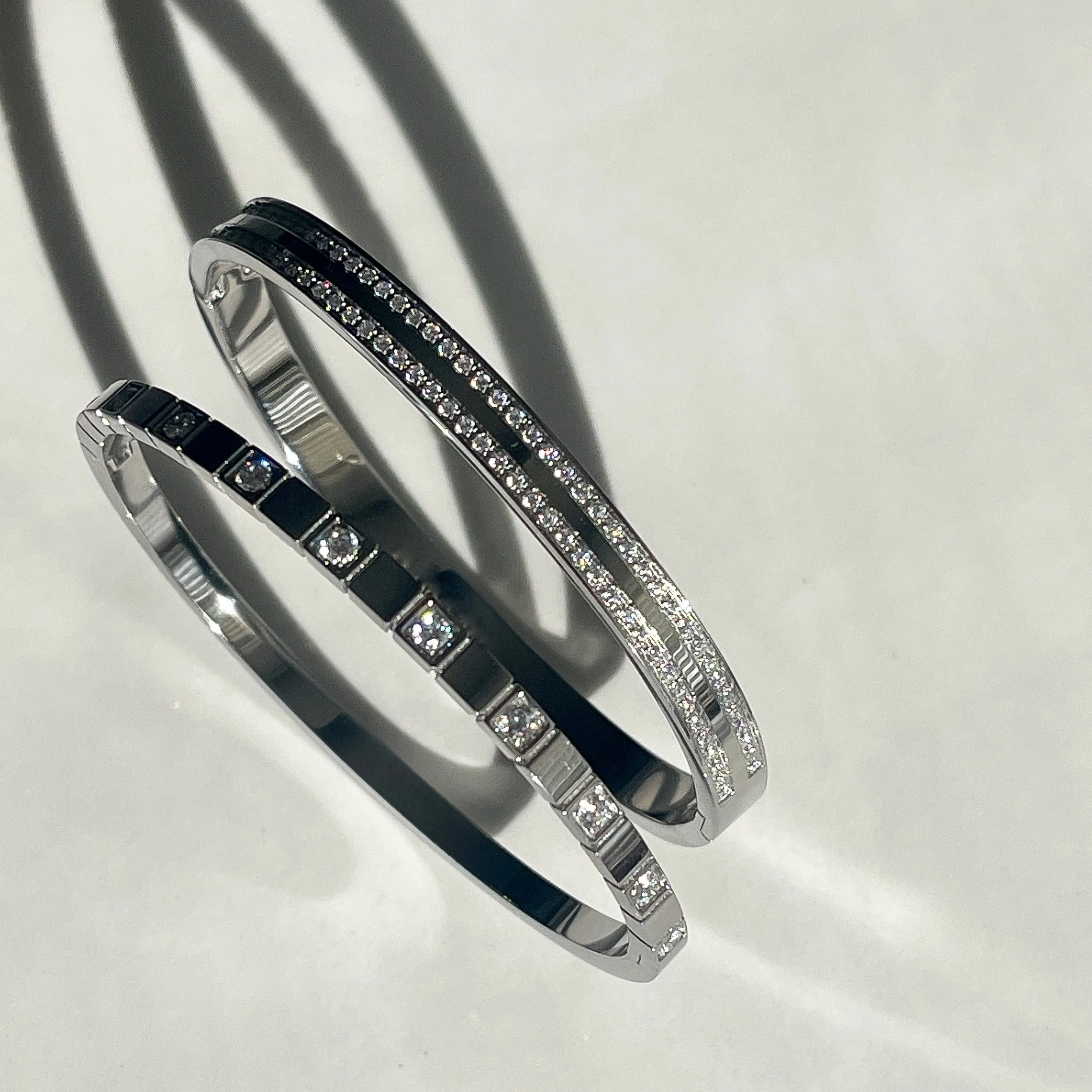Kaleidoscope Wide Pavé Bangle Cuff - Platinum