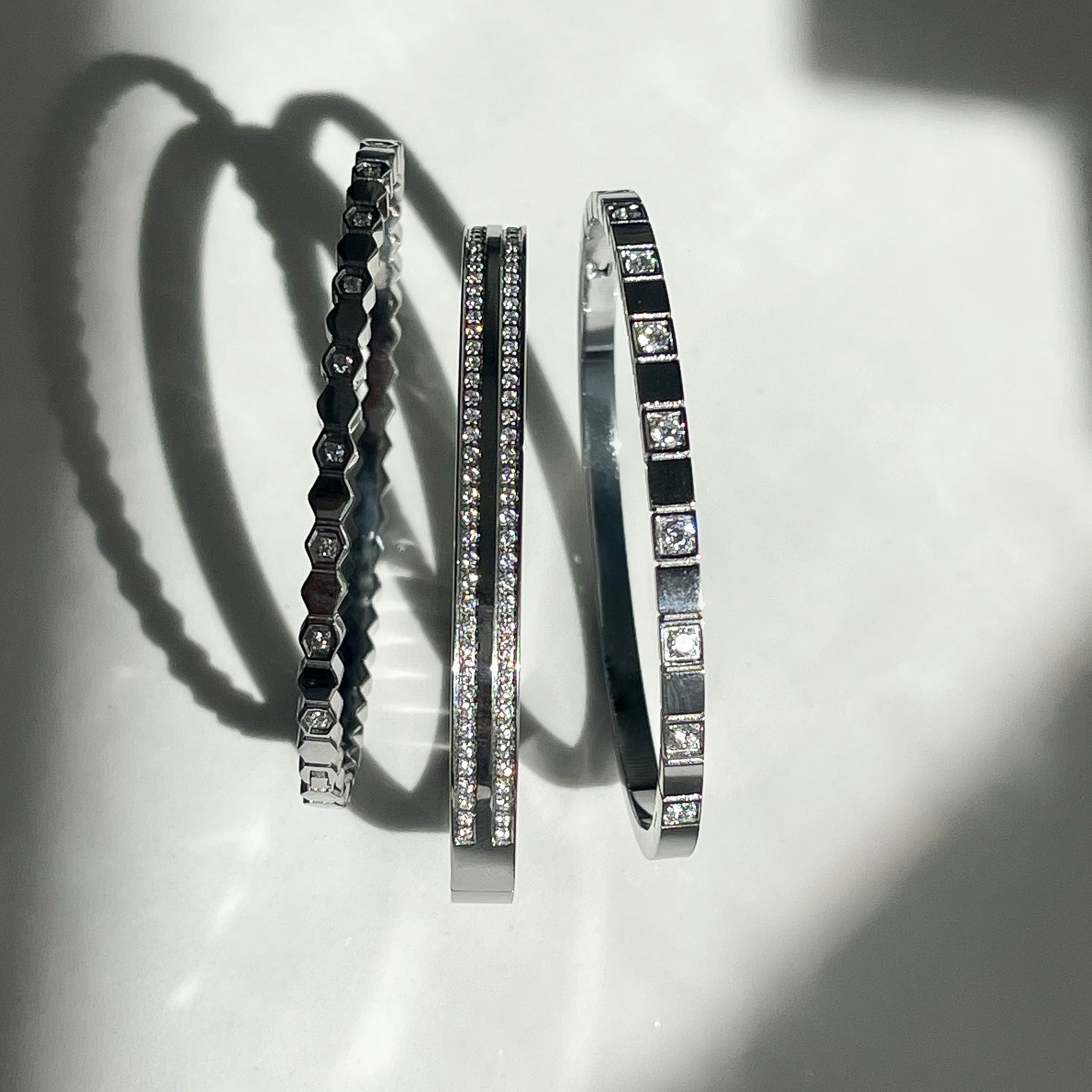 Kaleidoscope Wide Pavé Bangle Cuff - Platinum