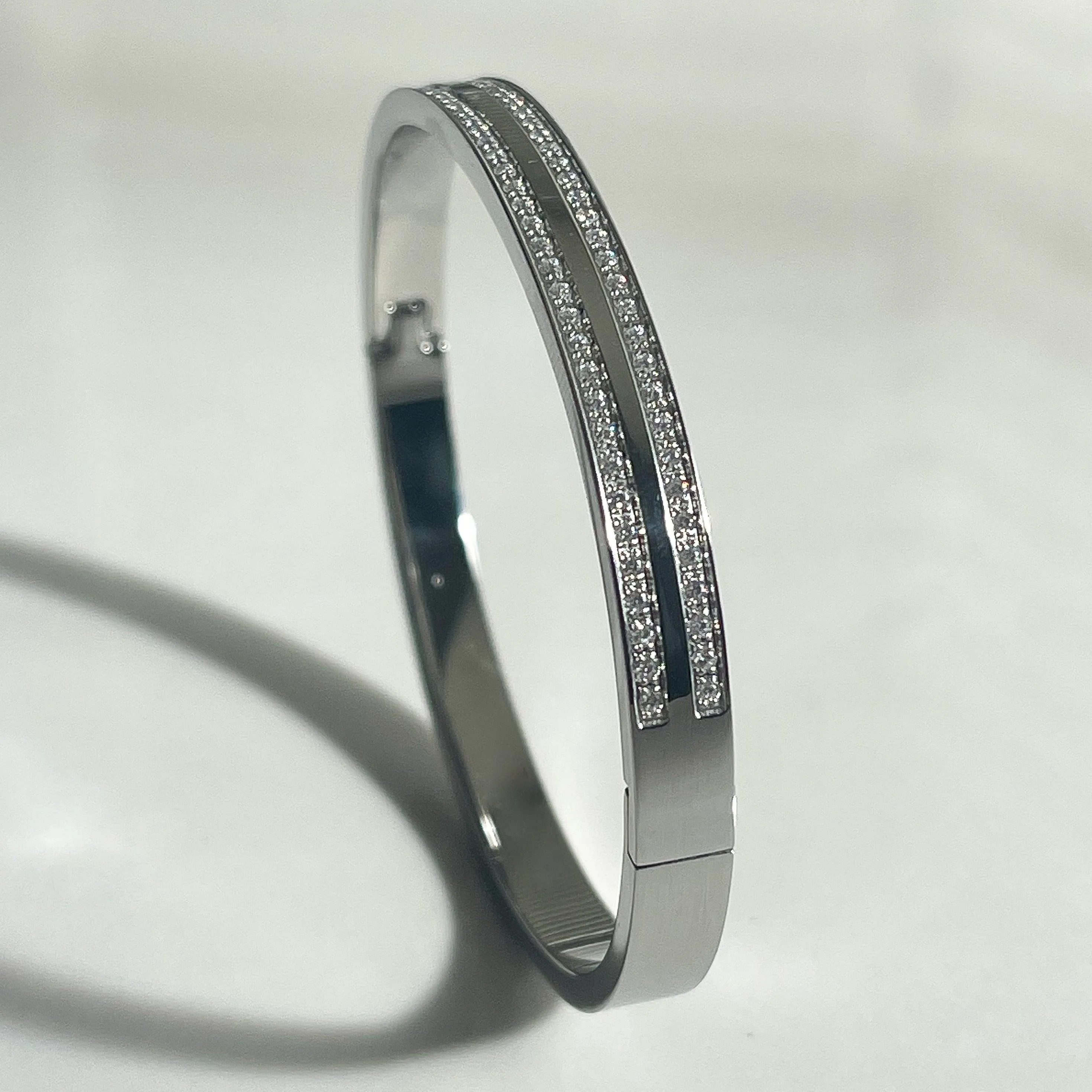 Kaleidoscope Wide Pavé Bangle Cuff - Platinum