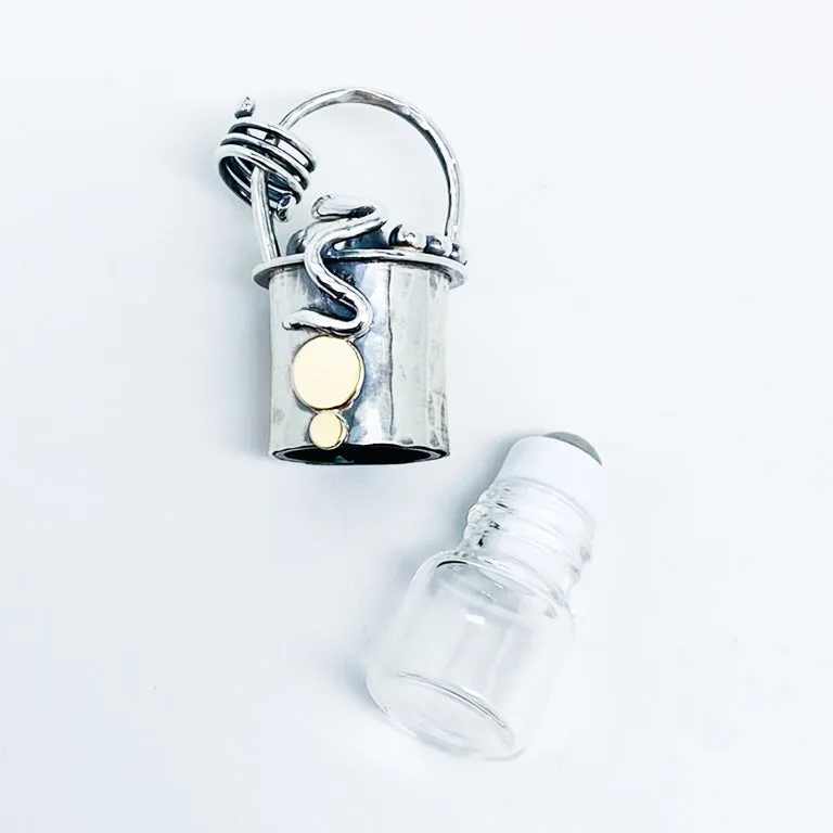 “Keep Calm Collection" Essential Oil Rollerball Necklace - Serpent and Pearl