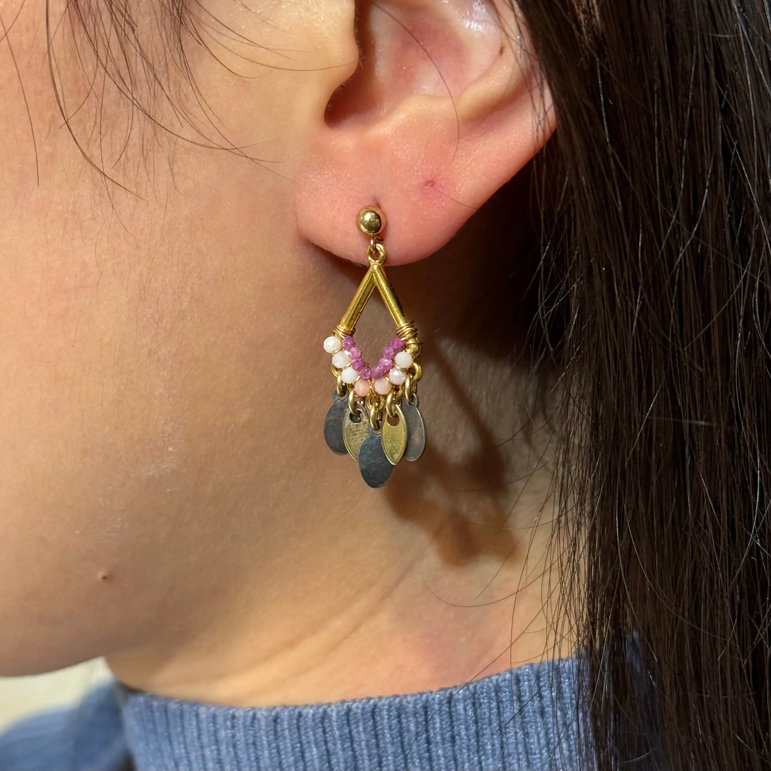 Kite Gem Mixed Metal Earrings