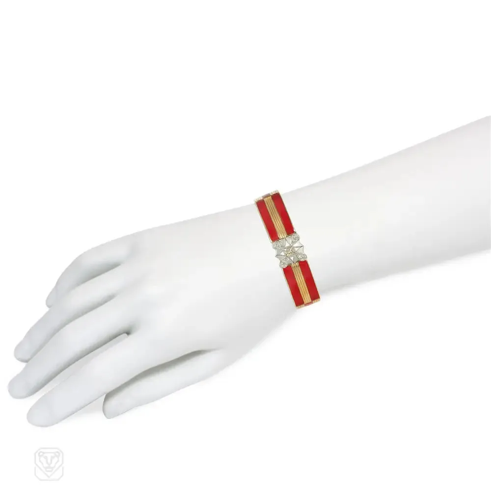 Kochert, Vienna Edwardian enamel and diamond bracelet