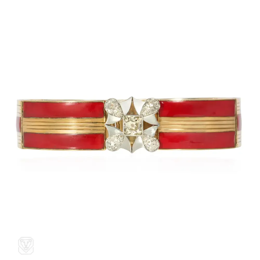 Kochert, Vienna Edwardian enamel and diamond bracelet