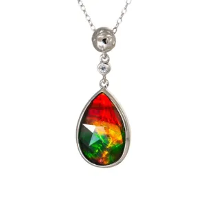 Korite Emily Ammolite Sterling Silver and White Sapphire Necklace