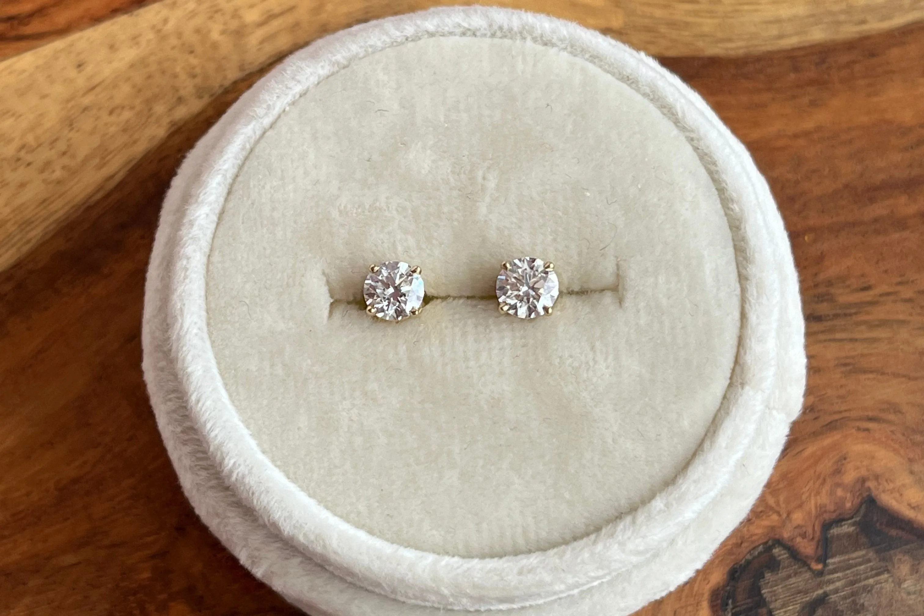 Lab-Grown 1 tcw. Round Cut Diamond Studs