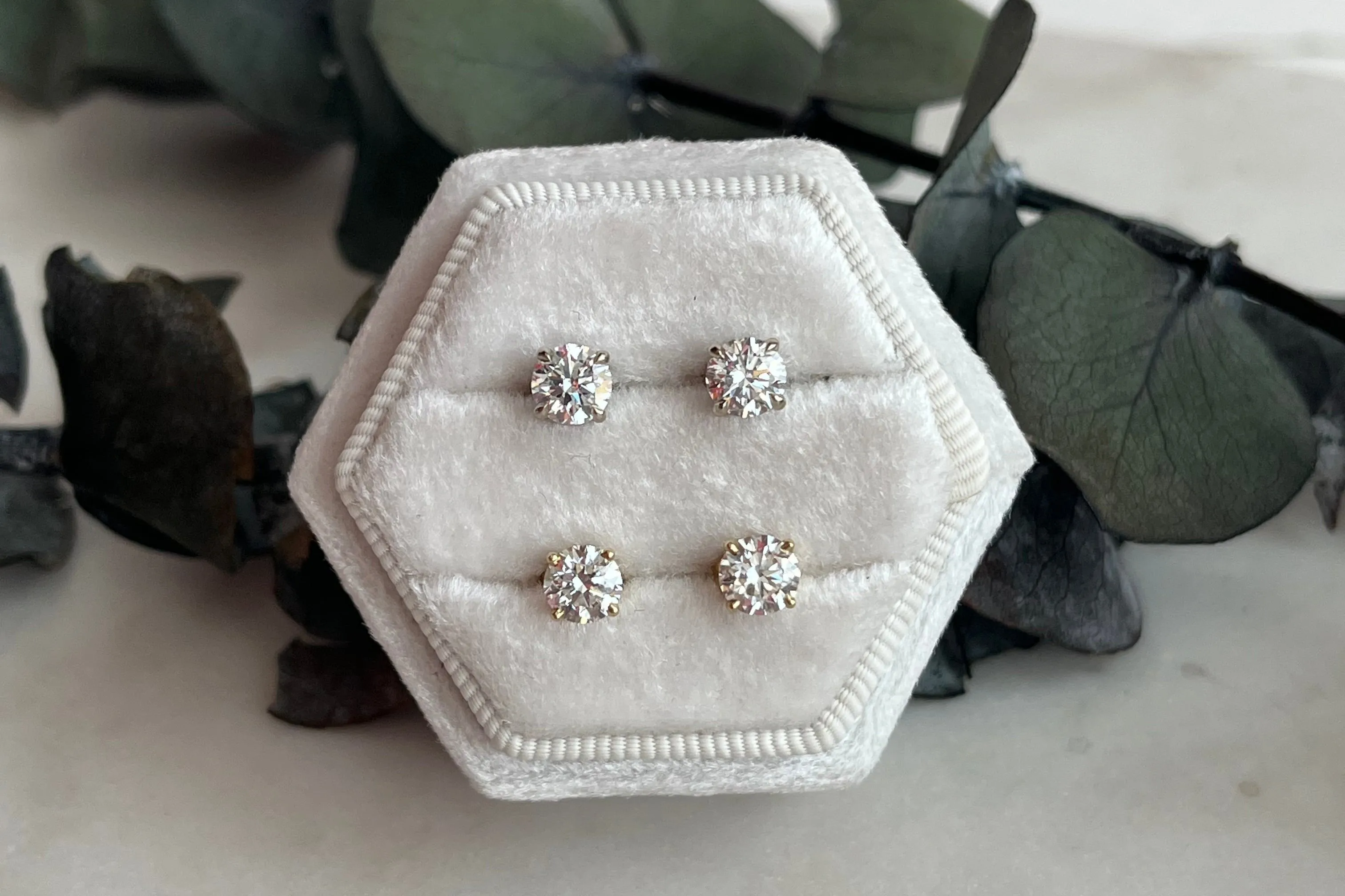 Lab-Grown 1 tcw. Round Cut Diamond Studs