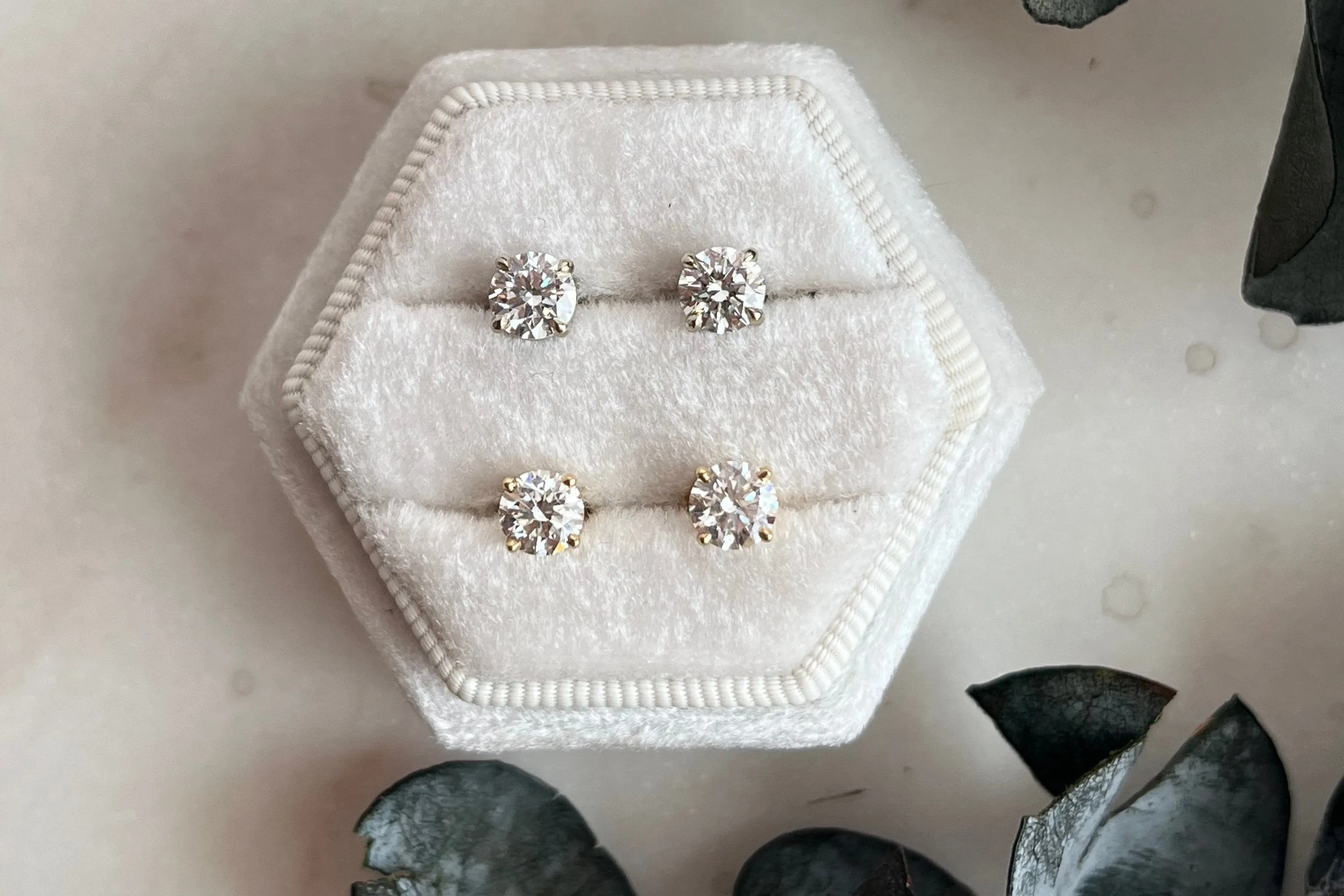 Lab-Grown 1 tcw. Round Cut Diamond Studs
